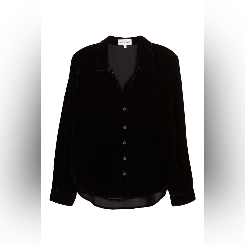 Bella Dahl Velvet Button-Up Shirt BLACK